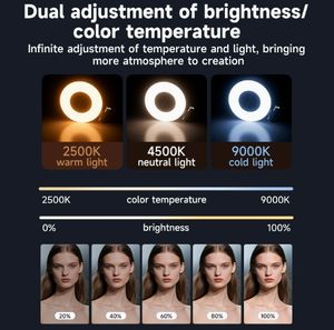 Anillo de Luz LED Plegable Recargable, Soporte Magnético para Teléfono con Espejo para Maquillaje, Vlogs, Fotografía y Video - Product Image 4