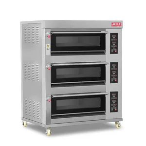 Industrial Bakery Equipment 3-Deck 6-Tray Full Glass Bread Baking Electric Oven