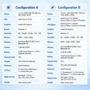 Portátil Empresarial Delgado de 14 Pulgadas, Nuevo, con Procesador Intel Core i3/i5/i7 de 12ª/13ª Generación, Pantalla 2.8K a 120Hz, Venta al Por Mayor [Punto 1 Exclusivo] - Product Image 2