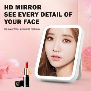 3 Color USB Rechargeable LED Square Salon Makeup <b>Mirror</b> Touch Control Dimmable <b>Light</b> Portable Handheld Cosmetic <b>Vanity</b> <b>Mirror</b> - Product Image 3