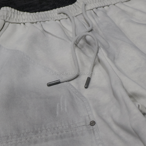Pantalones Cortos Cargo Grises para Hombre, Cintura Elástica, Tela Oxford Transpirable, Estilo Casual, Largo Bermuda, con Bolsillos - Product Image 5