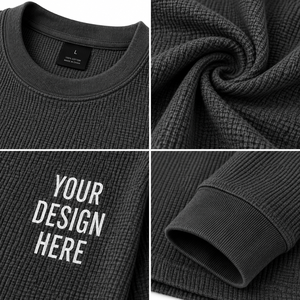 Men Custom Thermal Long Sleeve Shirt Waffle Knit Thermal Base <b>Layer</b> Breathable Stretch Soft Touch Everyday Winter <b>Top</b> OEM ODM - Product Image 3