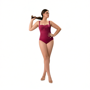 Costume da bagno intero taglie forti HDJ, modellante e contenitivo, tinta unita in spandex e poliestere - Product Image 4