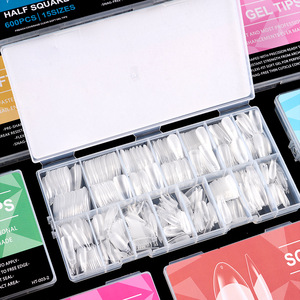 600 faux ongles carrés courts transparents en ABS pour extension et manucure des doigts - Product Image 6