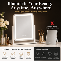 Espejo LED Inteligente con Tira de Luz, Altavoz Bluetooth, Táctil, Regulable, Recargable Tipo-C, para Transmisión en Vivo, Espejo de Vanidad para Hotel, Venta al por Mayor