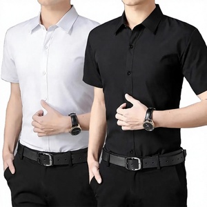 Camisa Formal Personalizada con Logotipo para Hombre, Manga Corta, Botones de Cuerno, Color Sólido, 100% Algodón Satinado, Ecológica, de Secado Rápido y Transpirable - Product Image 4