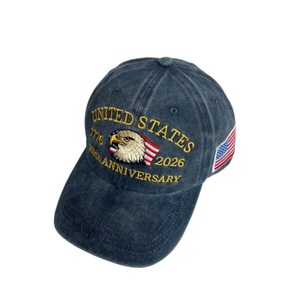 Gorra de Béisbol Personalizable 100% Algodón, Ajustable, Estilo Retro Desgastado, con Impresión y Bordado de Logotipo, 250 Aniversario - Product Image 3
