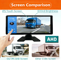 Caméra de tableau de bord pour véhicule commercial 10,1'' IPS, enregistrement en boucle, moniteur de stationnement 1080P, Bluetooth pour camion, camping-car, remorque