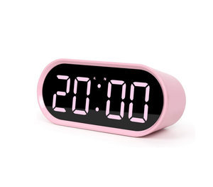 Pop Mirror Digitaler Wecker, LED Desk Pink Clock mit Nachtlicht, Schlummer, Temperatur, batterie betriebene kleine Größe - Product Image 1