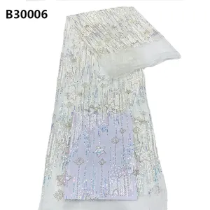 CHOCOO OEM diseño vestido de noche bordado tela de encaje elegante tela de encaje de red con lentejuelas