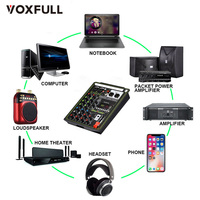 Mixeur professionnel 4 canaux, microphone, téléphone portable, diffusion en direct, enregistrement sur ordinateur, équipement audio pour karaoké à domicile