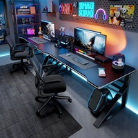 Bureau de chambre minimaliste en bois pour bureau à domicile double et poste de travail gaming avec design modulable