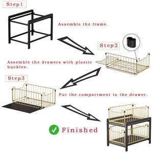 Organisateur de rangement coulissant à 2 niveaux pour tiroirs, étagère coulissante pour comptoir de cuisine, panier de rangement <span class=keywords><strong>sous</strong></span> évier - Product Image 5