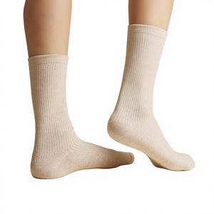 Chaussettes longues pour femmes, chaussettes à revers côtelées, douces, respirantes, en mélange de coton, ODM, usage quotidien, confortables - WC060 # 1~4 - Product Image 1