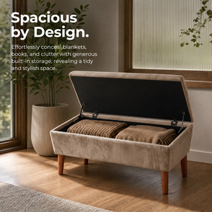 Panca Ottomana Rettangolare in Lino 42 Pollici, Sgabello Moderno Basso con Poggiapiedi, Gambe Affusolate in Legno Massello, Panca Multiuso per Ingresso/Scarpiera - Product Image 4