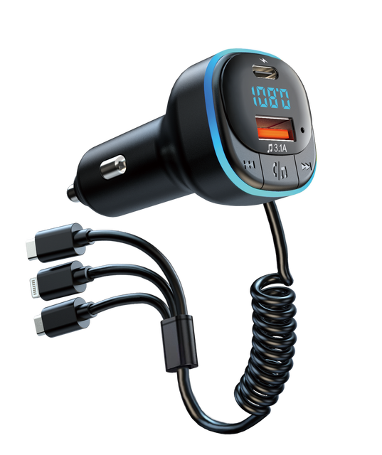 Voltage Detection Dual Display Bluetooth Car Audio Mp3 Player USB 22.5W Car Charger Fast Charging Multifunctional FM Transmitter