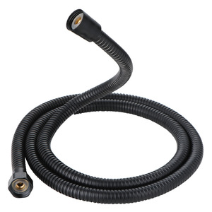 Tuyau de douche flexible en acier inoxydable noir 1/2 pouce, connecteur de salle de bain au design moderne - Product Image 1