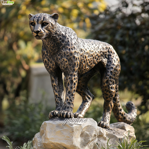 गार्डन डेकोर कॉपर कांस्य बैठे कास्टिंग चीता मूर्तिकला - Product Image 4