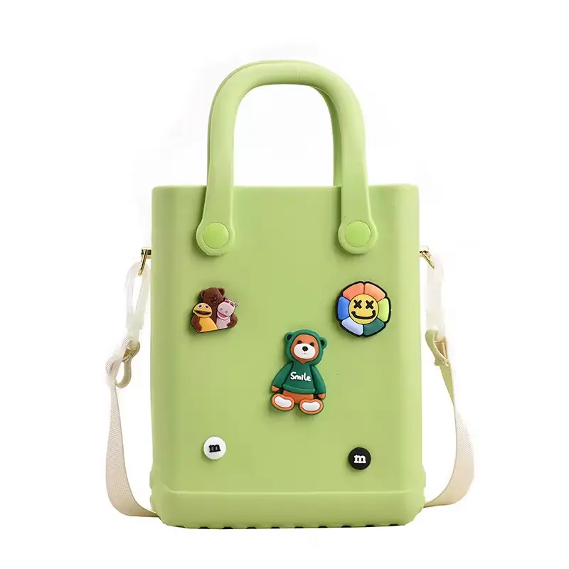 Hot Sale Women's Rubber Purses And Handbags Diy Cartoon Decorative Charms Bag Waterproof Eva Summer Beach Bag For Women