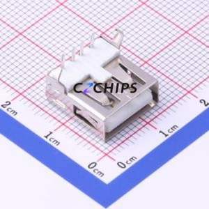 USB-231-BRW USB Connector Bent Lead Through Hole Connector Type-A USB 2.0 Female Right Angle Insert - Product Image 1