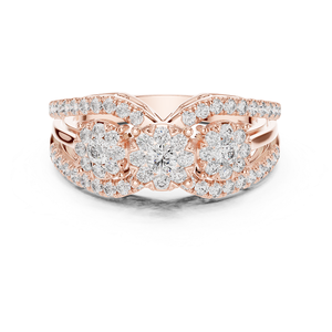 Bague en or rose sertie de diamants, élégante, brillante et stylée, bijou pour femme, idéale pour mariage, fiançailles et cadeau. - Product Image 4