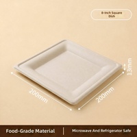 Assiette carrée jetable en bagasse écologique, coins arrondis, biodégradable, compostable, imperméable, sans danger pour les aliments, pour l'emballage alimentaire