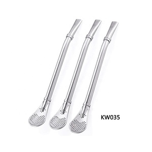 Reusable 304 Stainless Steel Drinking Straws with Filter Spoon
