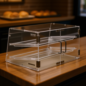 Vevor Vitrine de Comptoir à 2 Niveaux en Acrylique pour Boulangerie, Porte Arrière, Étagères Amovibles, Usage Commercial - Product Image 2