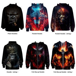 Sudadera con capucha de gran tamaño con cremallera de poliéster/algodón de alta calidad para hombre, sudadera de lana de invierno con gráfico 3D estampado, logotipo personalizado - Product Image 3