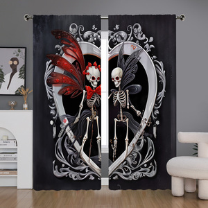 Rideaux imprimés numériquement en haute définition 2D avec un motif <span class=keywords><strong>de</strong></span> crâne classique, adaptés aux chambres à coucher et aux salons - Product Image 3
