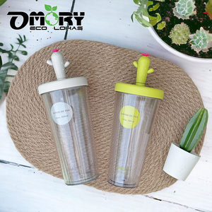 OMORY Cactus AS Double Layer Straw Cup 520ML High Heat Resistant Leak-Proof Straw Cup - Product Image 4