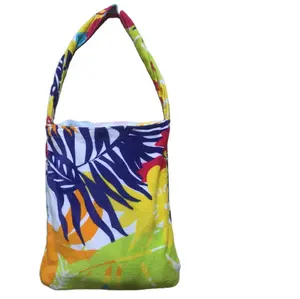 100% Cotton Terry Towelling Beach Towel Bag Tote Bag With OEM Printed Design