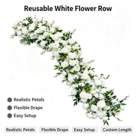 Guirlande de roses artificielles en soie blanches pour chemin de table de mariage, décoration de banquet, demande en mariage, arche de mariage, longue décoration florale pour fête