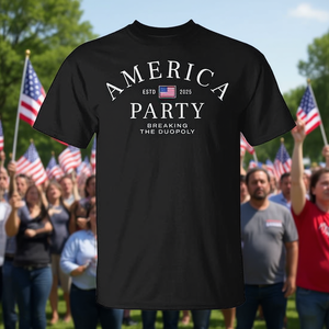Camiseta America Party Negra para Hombre, Camiseta con Declaración Política, Breaking The Duopoly 2025 - Product Image 3