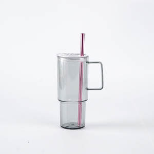 Mini vaso de plástico de 4oz con mango, vaso de plástico para fiesta, vaso de cerveza y pajita de acero inoxidable para niños - Product Image 6