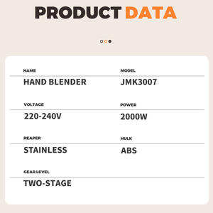 <span class=keywords><strong>Batidora</strong></span> <span class=keywords><strong>de</strong></span> Mano Moderna <span class=keywords><strong>de</strong></span> 2000W con Diseño Innovador, Botón Inteligente, Función <span class=keywords><strong>de</strong></span> Velocidad Variable y Funcionamiento <span class=keywords><strong>de</strong></span> Bajo Consumo - Product Image 3
