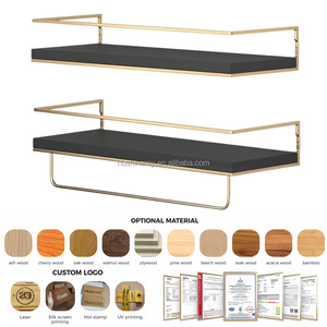 Set di 2 Mensole da Parete con <span class=keywords><strong>Portasciugamani</strong></span>, Scaffali Decorativi <span class=keywords><strong>per</strong></span> <span class=keywords><strong>Bagno</strong></span>, Mensole Fluttuanti <span class=keywords><strong>per</strong></span> Arredamento Cucina - Product Image 2