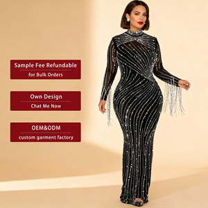 2024 nuovo <span class=keywords><strong>vestito</strong></span> di moda mezzo collo alto irregolare canotta per le donne elegante aderente abito lungo increspato pizzo dolce e Sexy senza maniche - Product Image 6