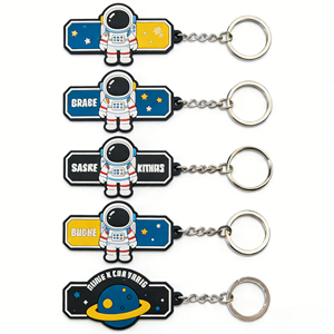 Cartoon 2D Effect PVC <b>Rubber</b> Keychain Custom Printed Backpack Charm Small Souvenir Gift for Students - Product Image 1
