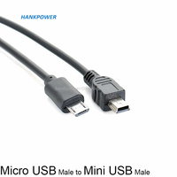 Kabel konverter adaptor OTG, USB mikro pria Ke Mini USB Male Data untuk kamera ponsel