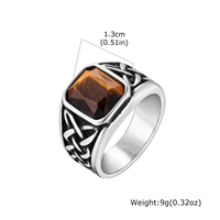 Bague en acier inoxydable rétro à la mode, pierre précieuse œil de tigre, bague turquoise pour homme et femme, alliance, bijoux de fête, vente chaude
