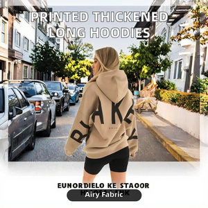 Sudadera con Capucha Larga y Gruesa para Mujer, Estilo Urbano, Estampada, Moda Europea y Americana, para Deportes de Invierno al Aire Libre - Product Image 2