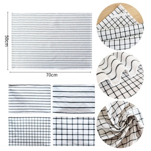 100% katoenen theedoek, keukendoek, geweven geruite streep servet, landelijke tafelmat, absorberend huishoudlinnen - Product Image 6