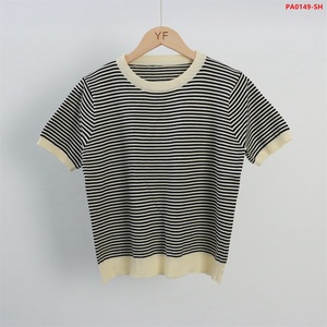 <span class=keywords><strong>Elegante</strong></span> Maglione Estivo Casual a Righe con Collo Tondo e Maniche Corte per <span class=keywords><strong>Donna</strong></span>, Produzione Personalizzata - Product Image 2