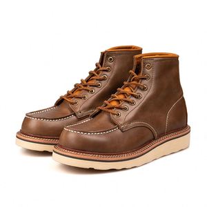 New Winter Autumn Men's Ankle Leather Boots Genuine Leather Upper Waterproof Breathable Outdoor Mountaineering Cowhide Work - Product Image 1