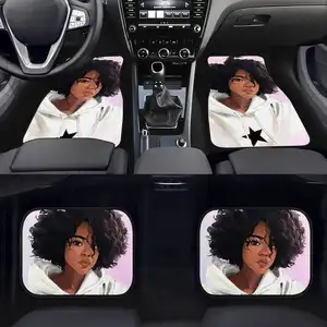 הכי חדש אביזרי רכב מחצלת רצפת לבן כוכב אמנות שחור האפרו ילדה הדפסה אישית רכב גומי/גומי
