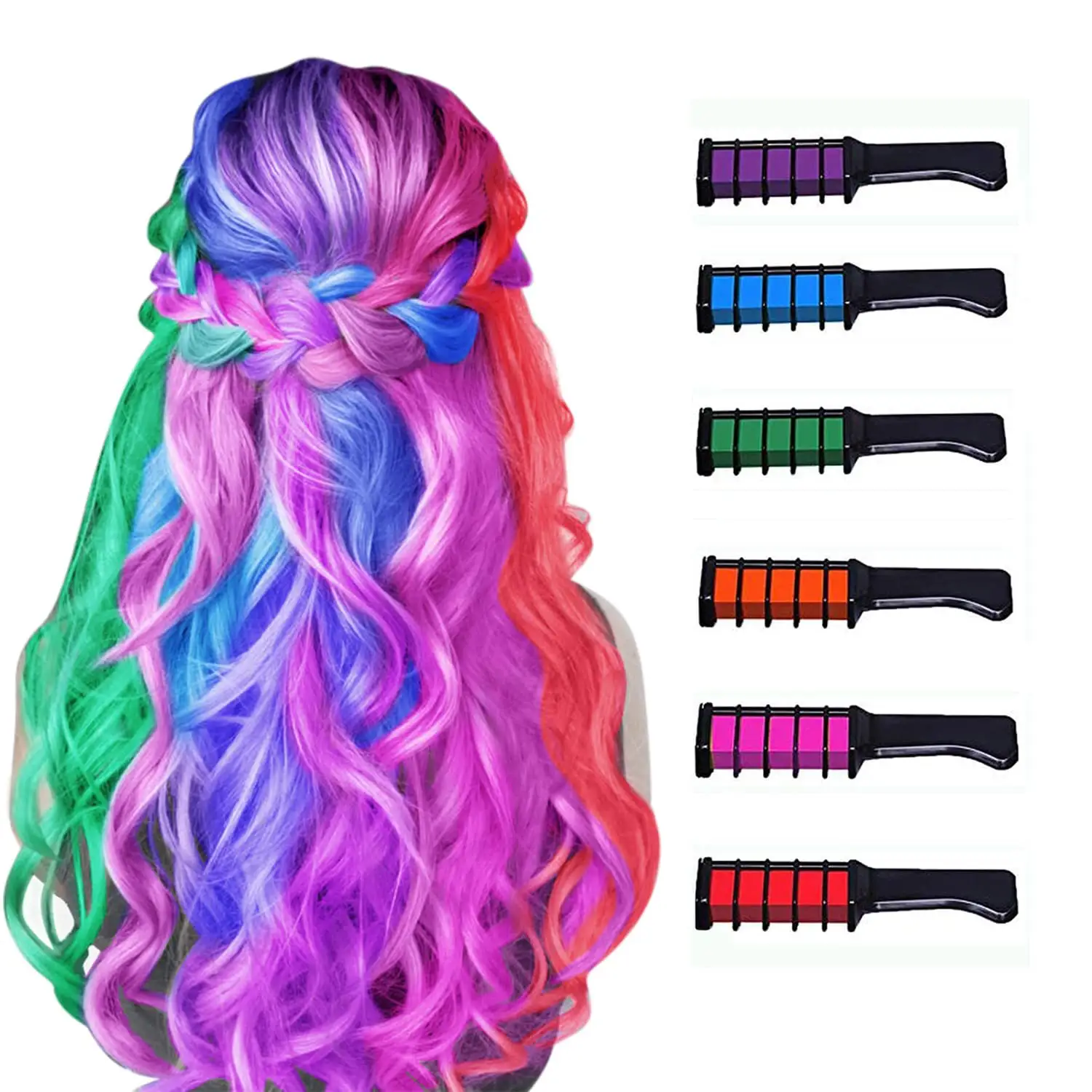 Hair Color Dye Paste Washable Temporary Hair Chalk Comb Easy to be Removed Hair Dye Brush