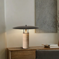 Lampe de table moderne et simple en travertin, abat-jour LED en forme de champignon, lampe de bureau de luxe pour chambre à coucher et salon