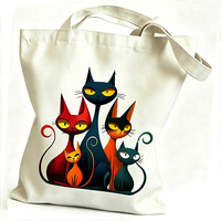 Sac fourre-tout en toile de coton à grande capacité, imprimé à l'écran avec un motif de dessin animé personnalisé, promotionnel CHEERS