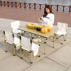 Table pliante en aluminium à prix d'usine, portable, réglable, pour pique-nique en plein air, durable, avec ensemble de chaises - Product Image 5